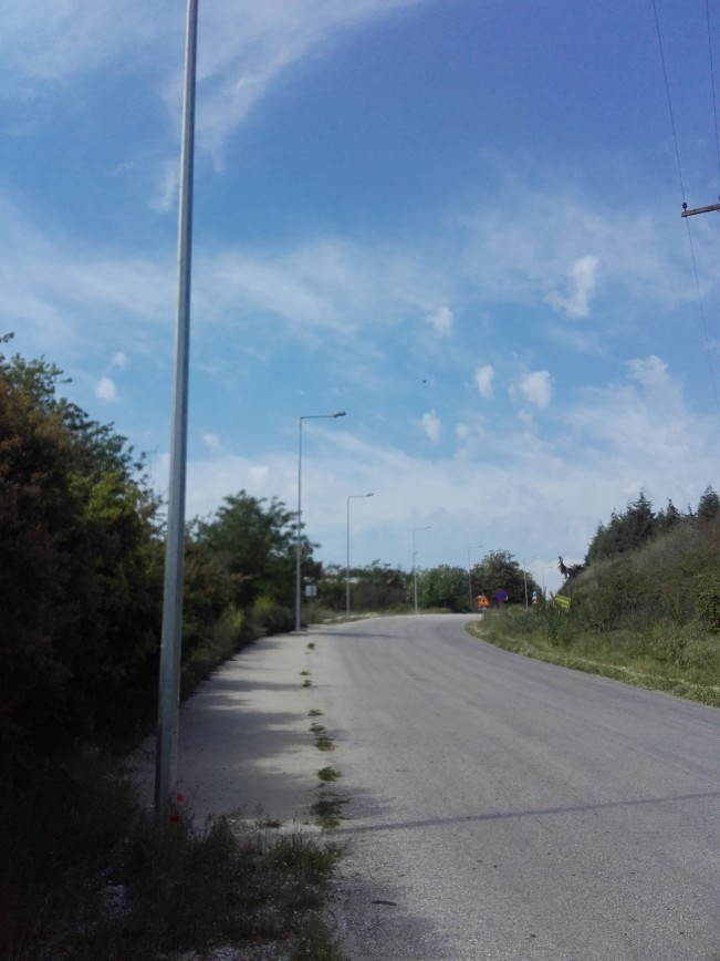 Road lighting construction Elaiochori intersection