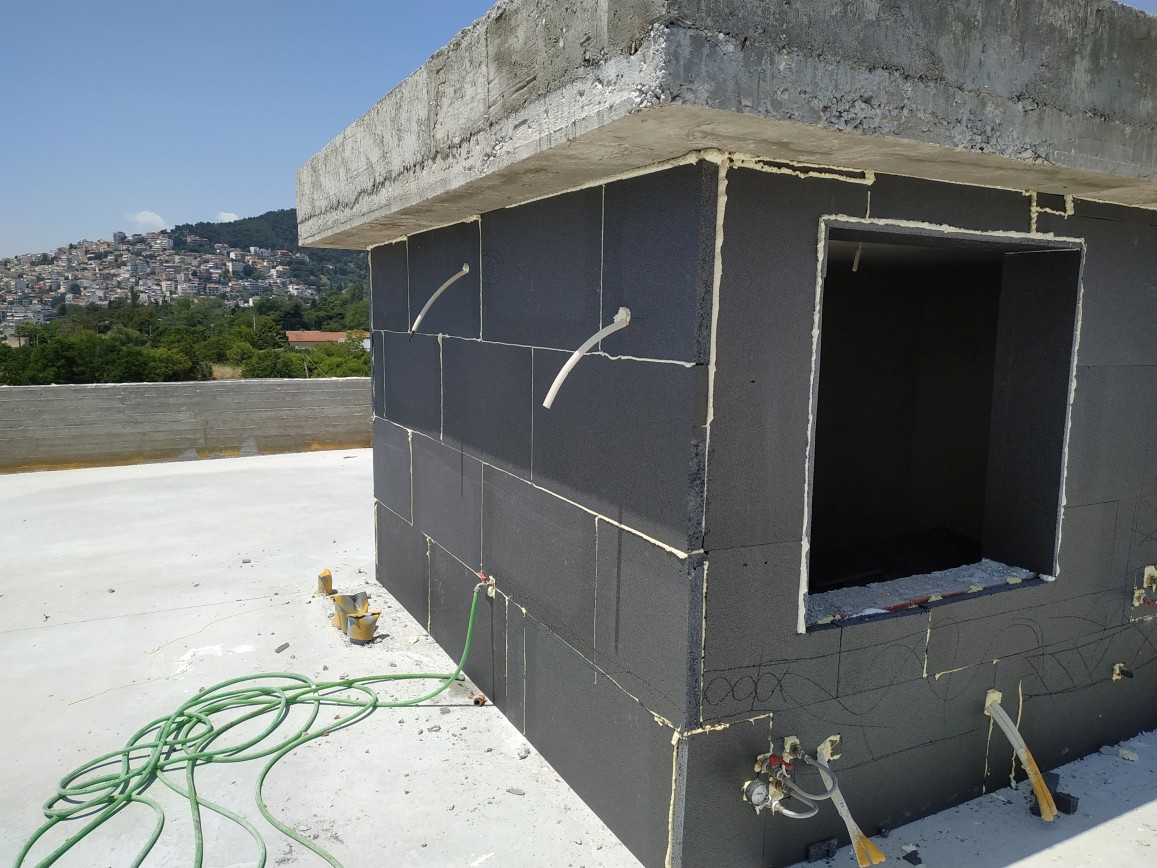 Perigiali wall insulation in newly built apartment building