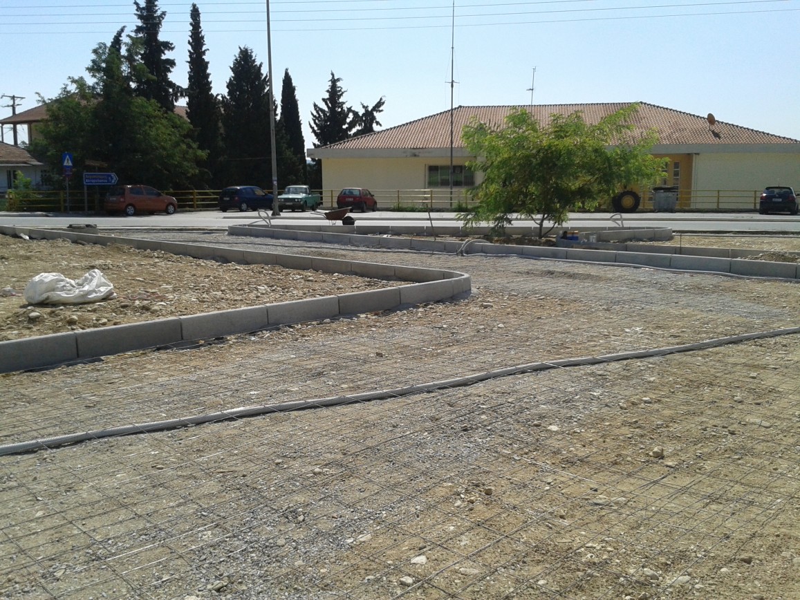 Podochori village square construction 