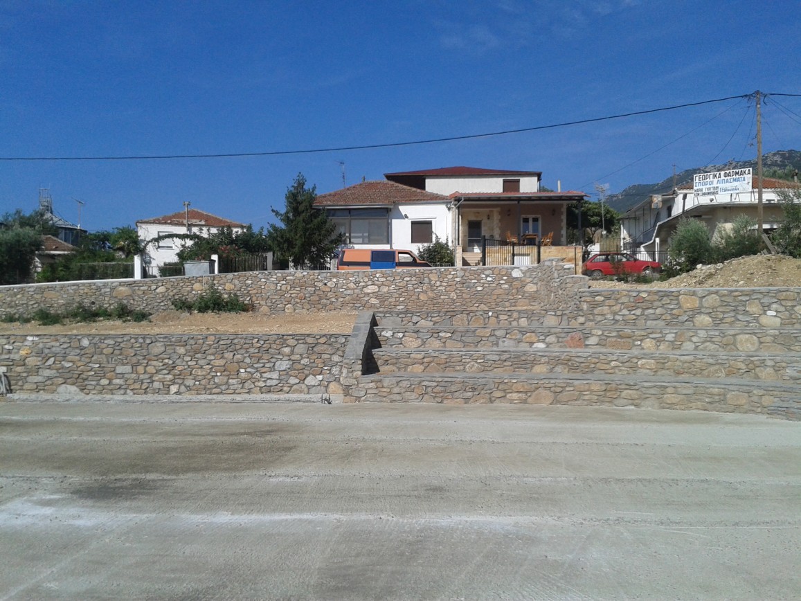 Podochori village square construction 