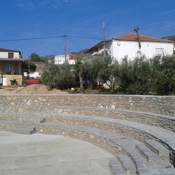 Podochori village square construction 